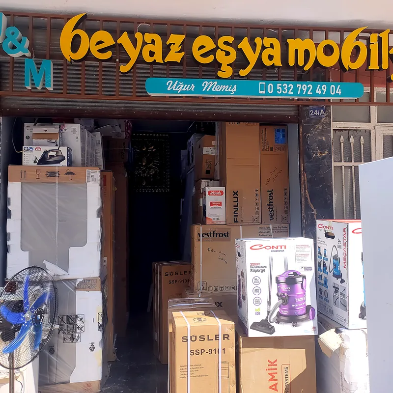U&M Beyaz Eşya Mobilya mağaza tabelası — Antalya Muratpaşa